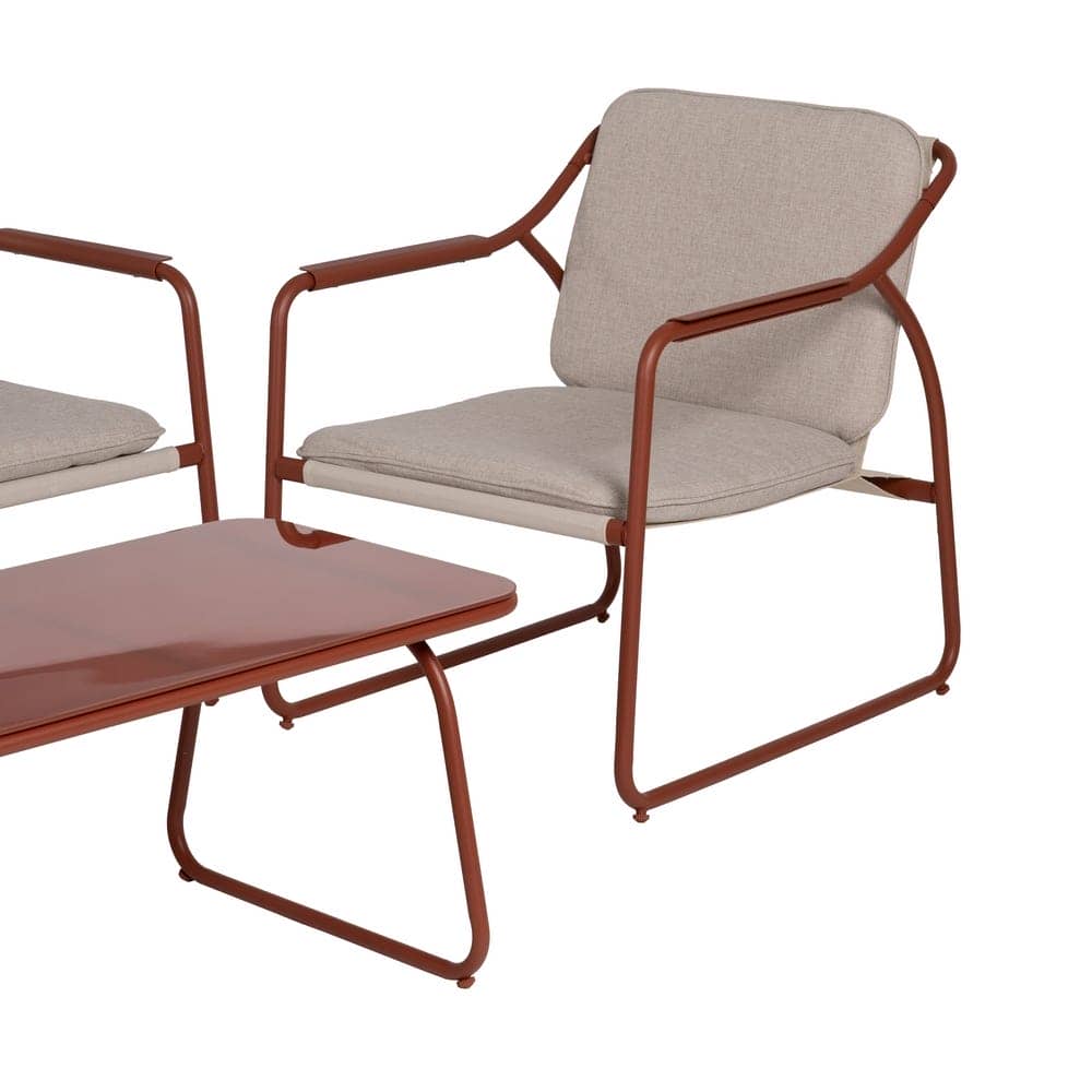 Conjunto de Jardín de Acero con Sofá, Sillones y Mesa de Cristal Templado - Imagen 3