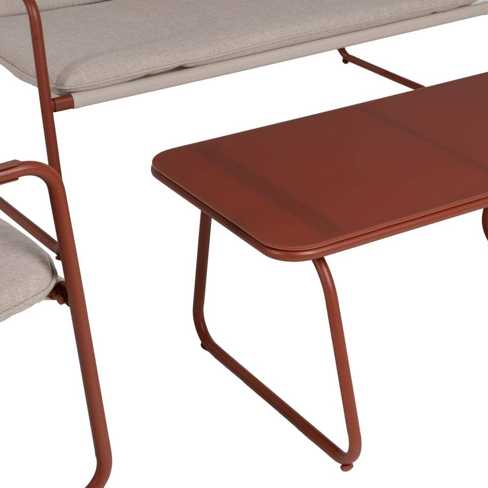 Conjunto de Jardín de Acero con Sofá, Sillones y Mesa de Cristal Templado - Imagen 4