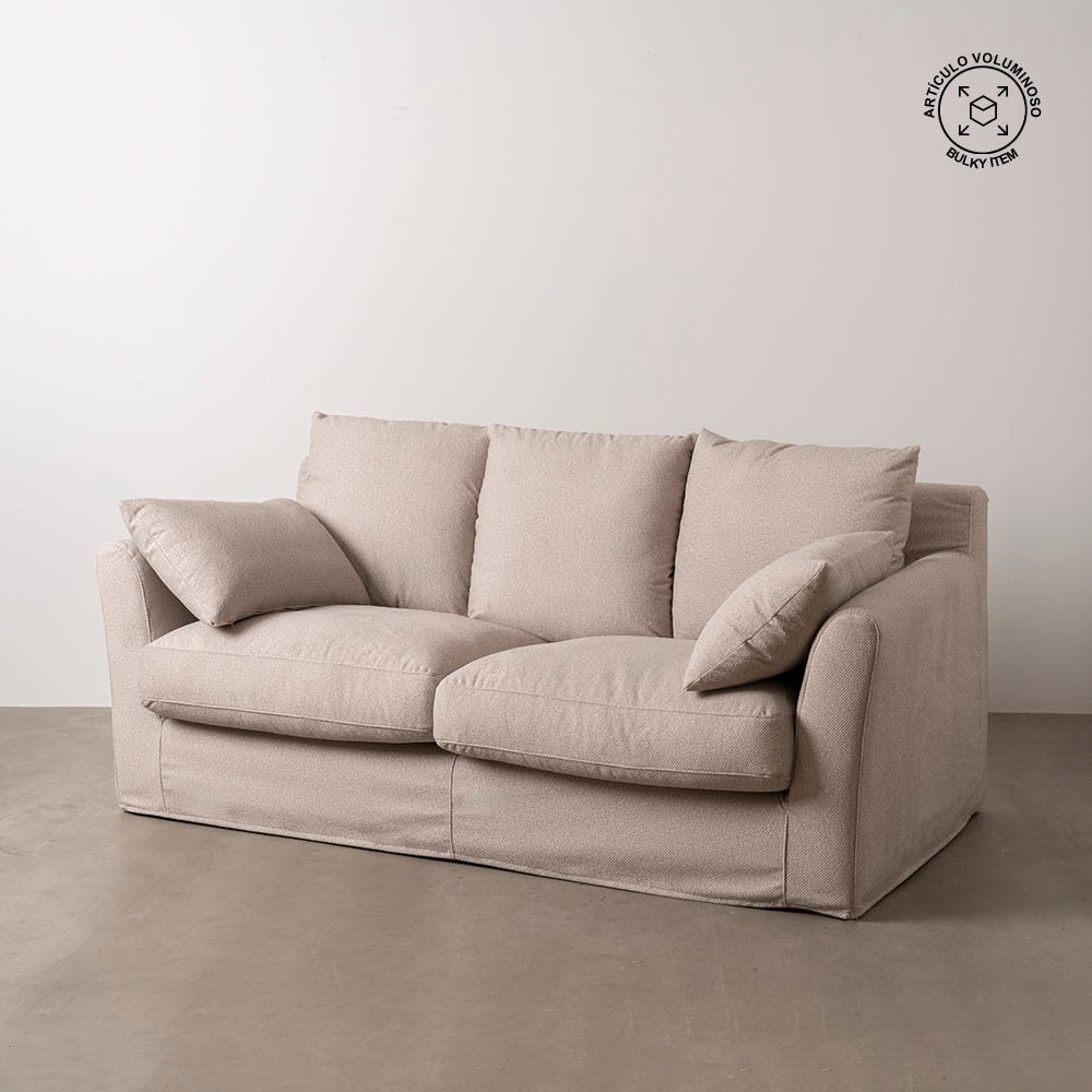 Sofá beige de tela para salón moderno – 200 x 102 x 100 cm - Imagen 13