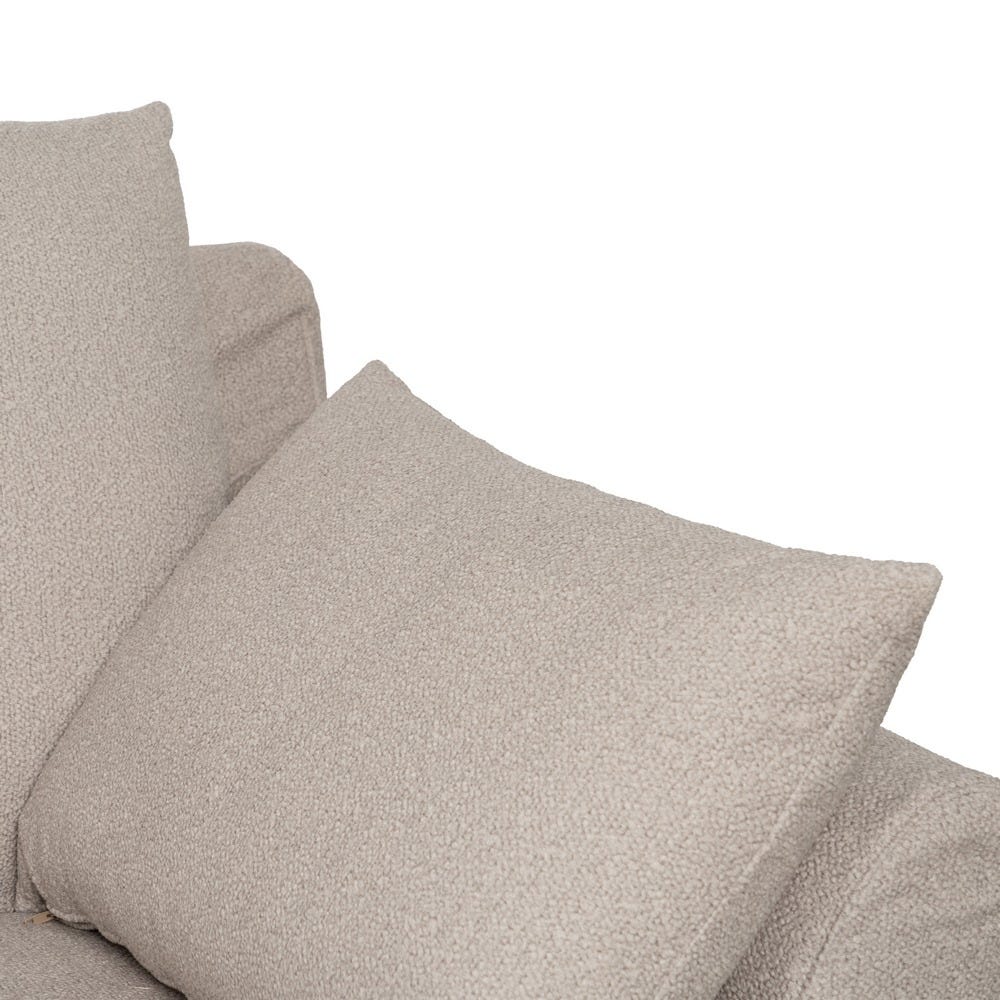 Sofá beige de tela para salón moderno – 245 x 102 x 100 cm - Imagen 7