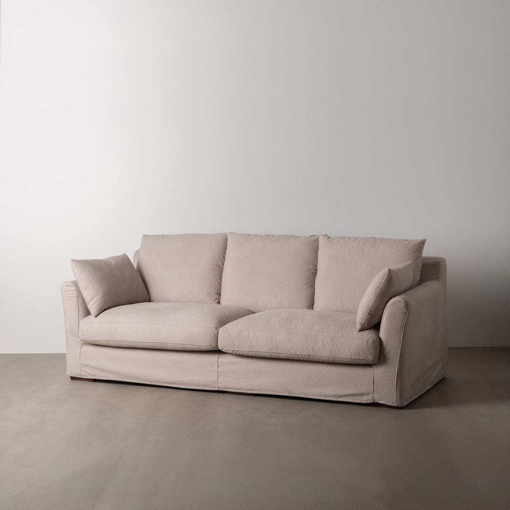 Sofá beige de tela para salón moderno – 245 x 102 x 100 cm - Imagen 13