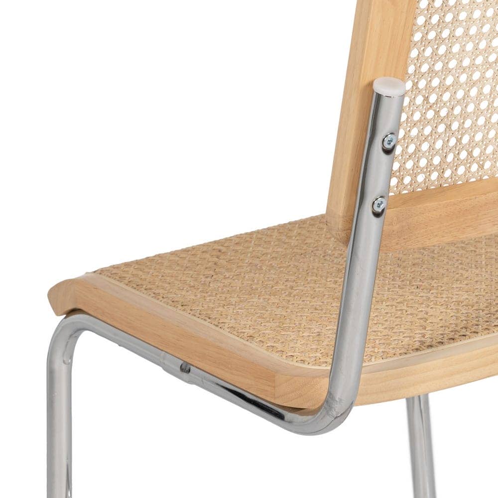Silla Natural de Madera y Ratán, 46x53x82,5 cm, Montaje Requerido - Imagen 8