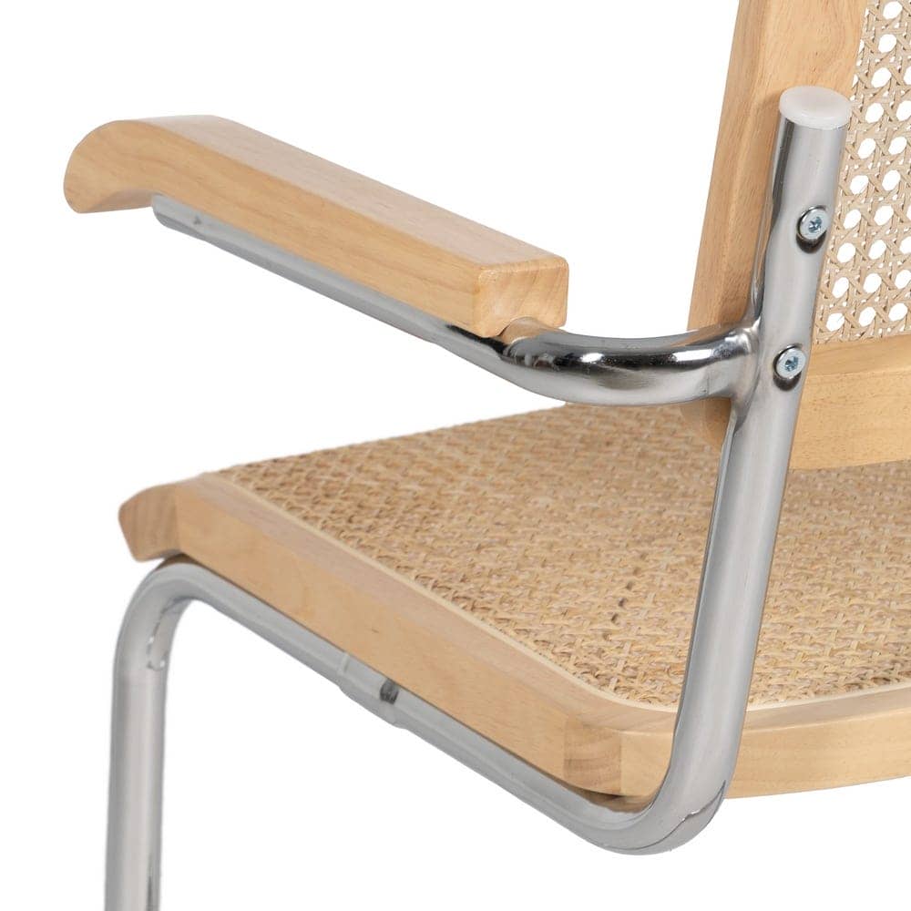 Silla Natural de Madera y Ratán, 61,5x53x82,5 cm, Montaje Requerido - Imagen 8