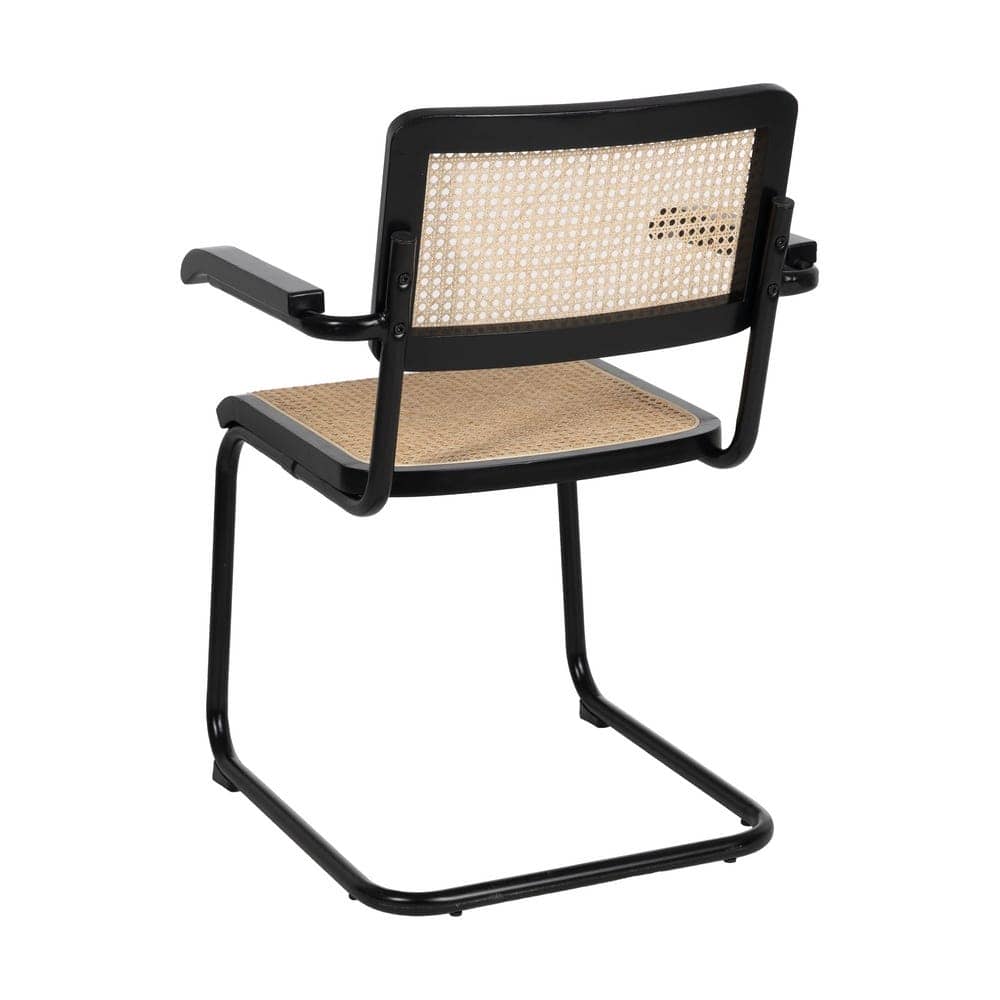Silla de ratán y madera negra-natural, 61,5x53x82,5 cm - Imagen 3