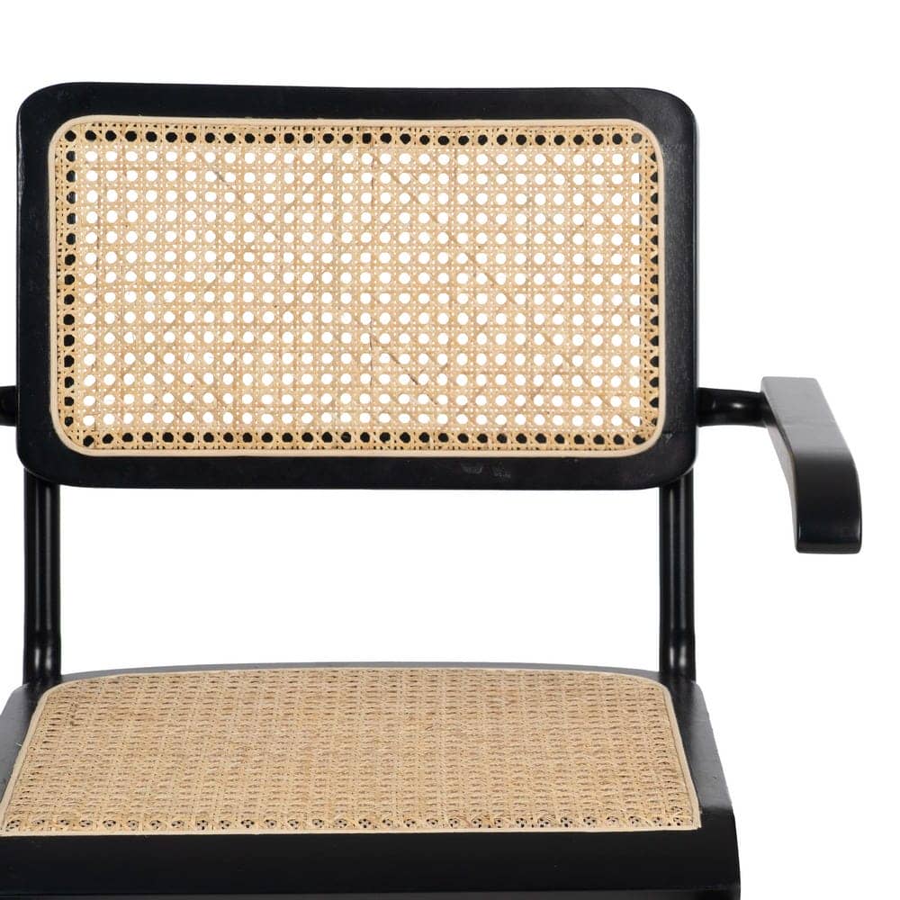 Silla de ratán y madera negra-natural, 61,5x53x82,5 cm - Imagen 4