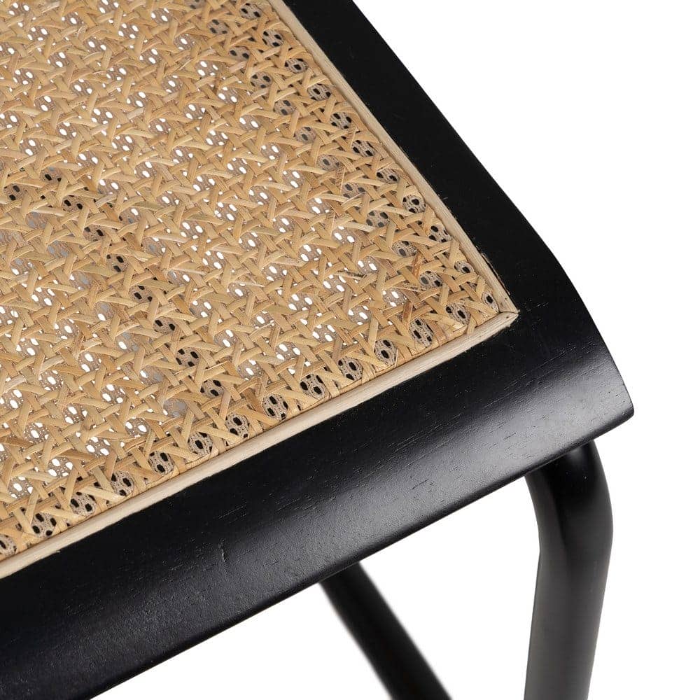 Silla de ratán y madera negra-natural, 61,5x53x82,5 cm - Imagen 5