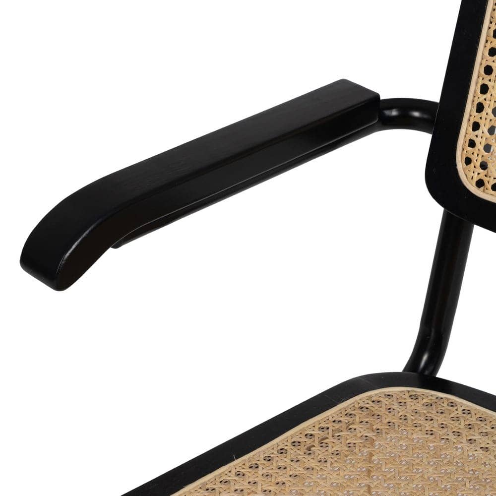 Silla de ratán y madera negra-natural, 61,5x53x82,5 cm - Imagen 6