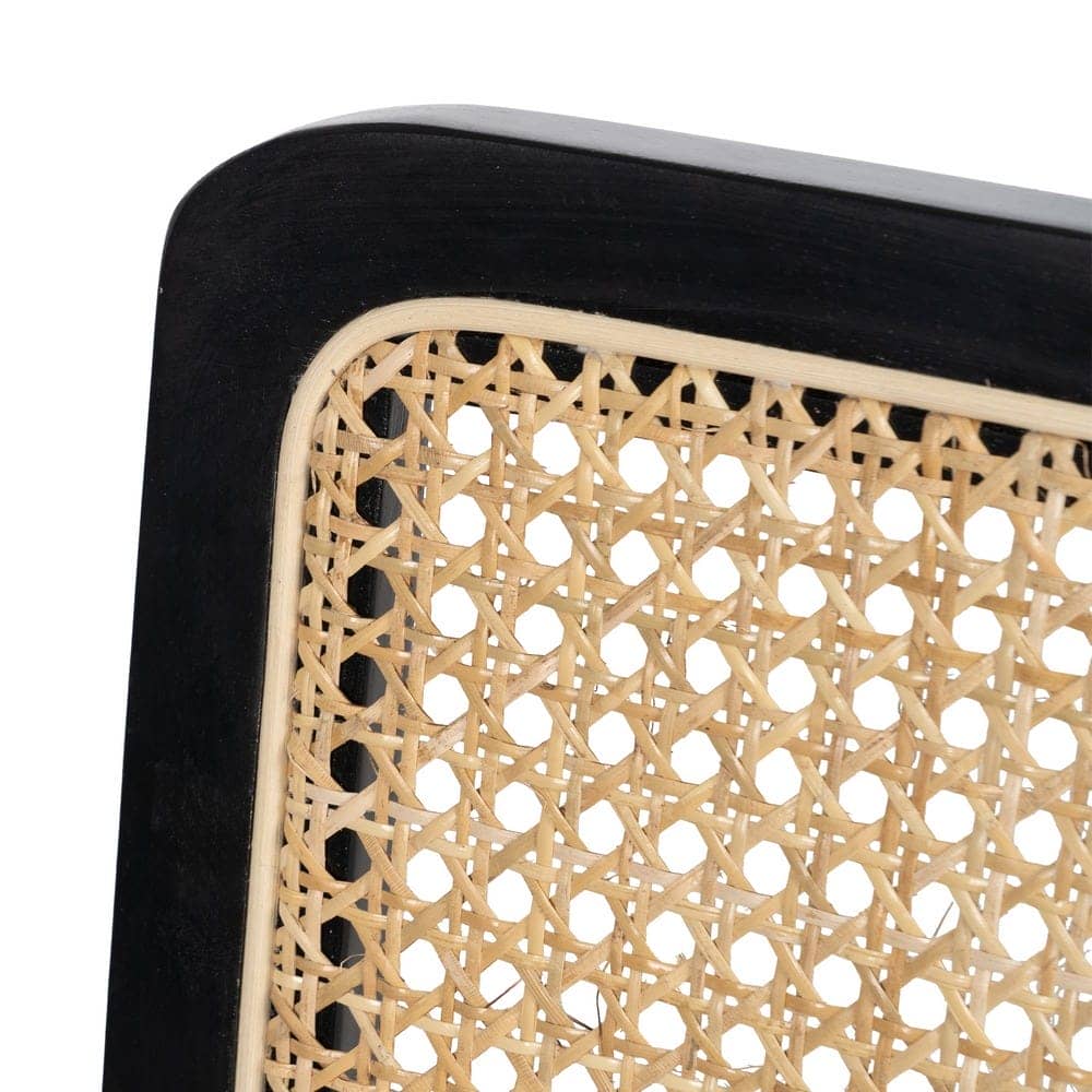 Silla de ratán y madera negra-natural, 61,5x53x82,5 cm - Imagen 7