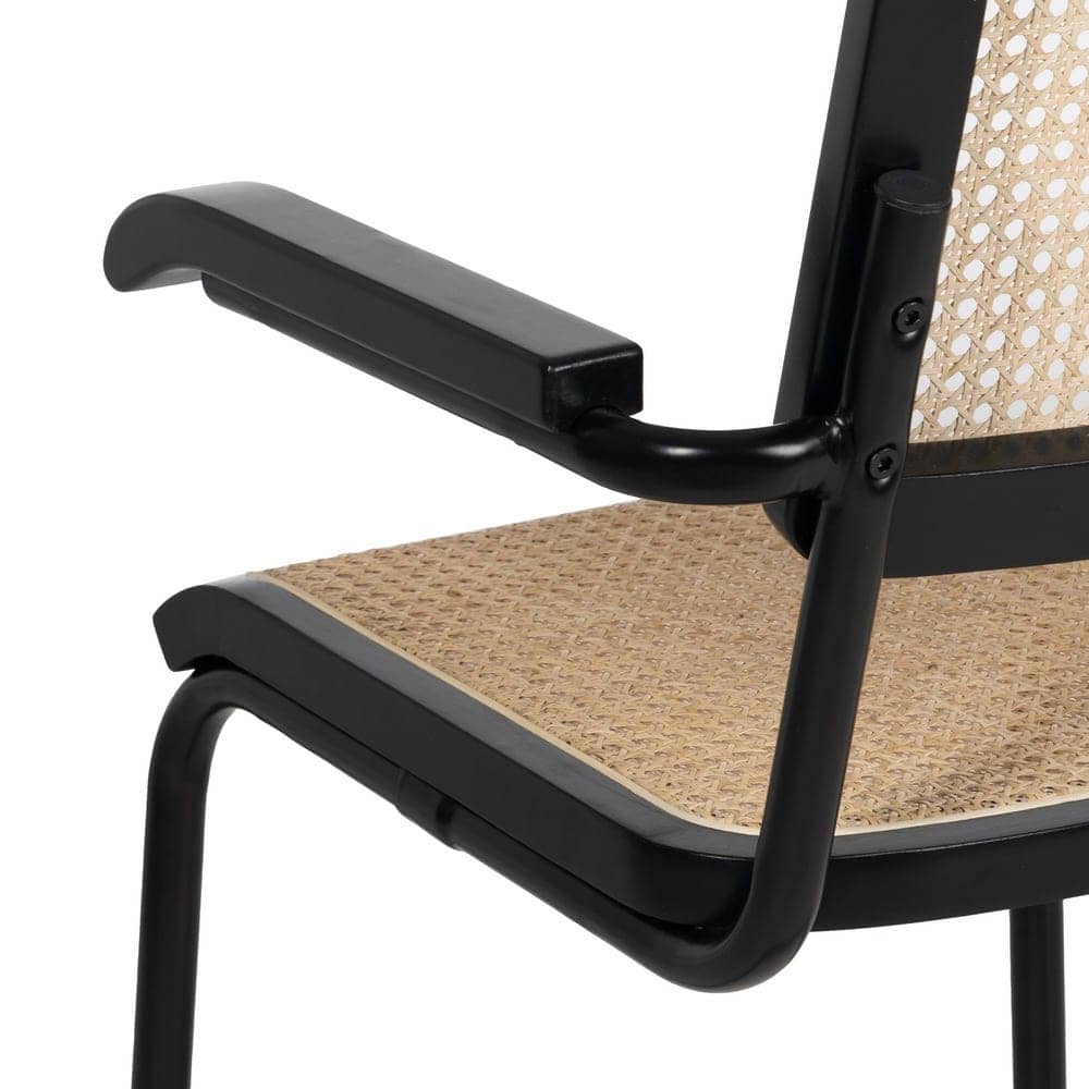 Silla de ratán y madera negra-natural, 61,5x53x82,5 cm - Imagen 8