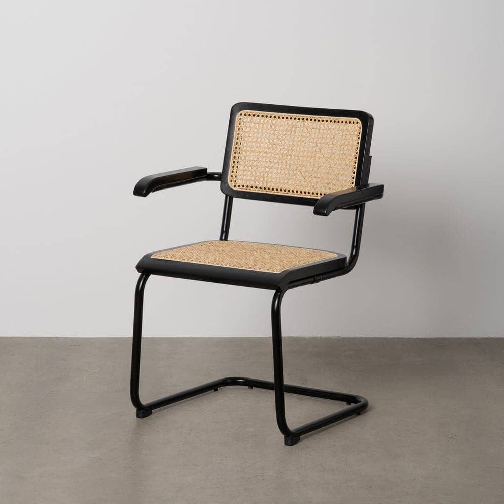 Silla de ratán y madera negra-natural, 61,5x53x82,5 cm - Imagen 11