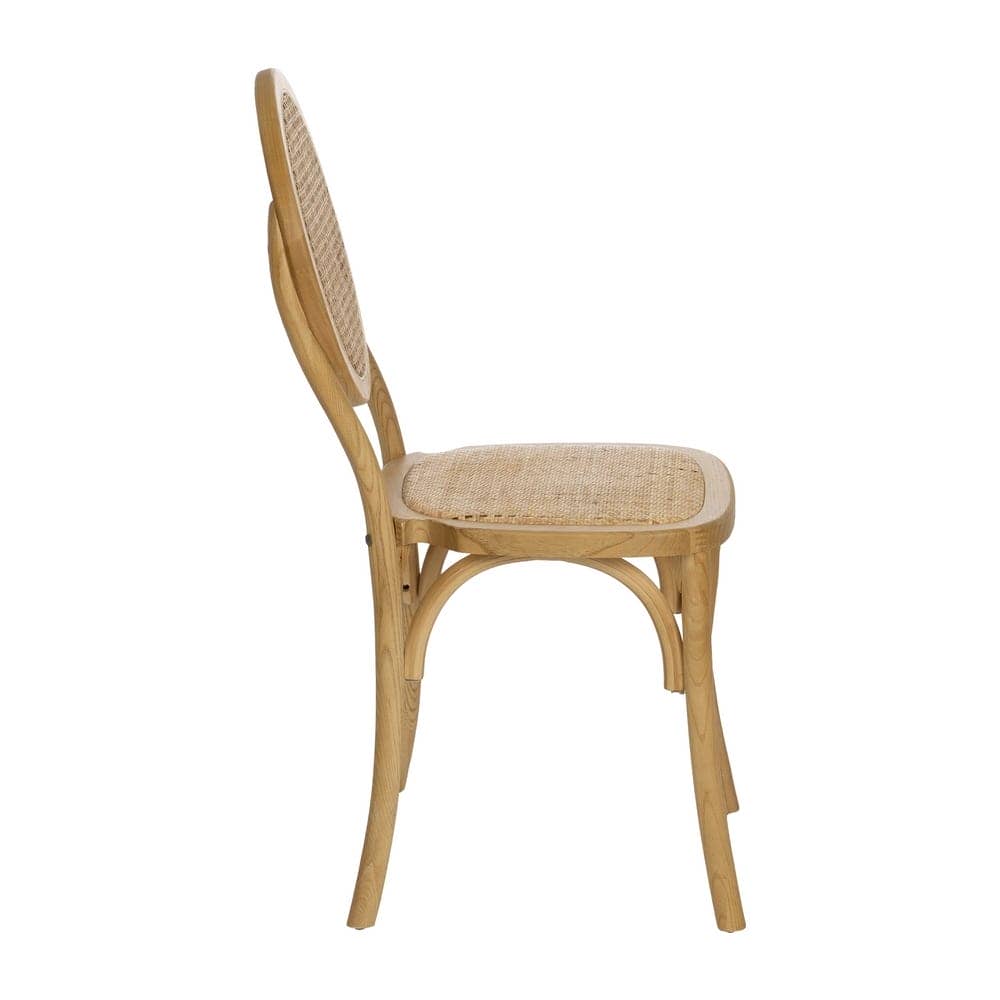 Silla Alta de Madera Rynoth 92 cm - Diseño Elegante con Asiento de Ratán y Respaldo Redondeado, Ideal para Comedores y Zonas de Estar - Imagen 2