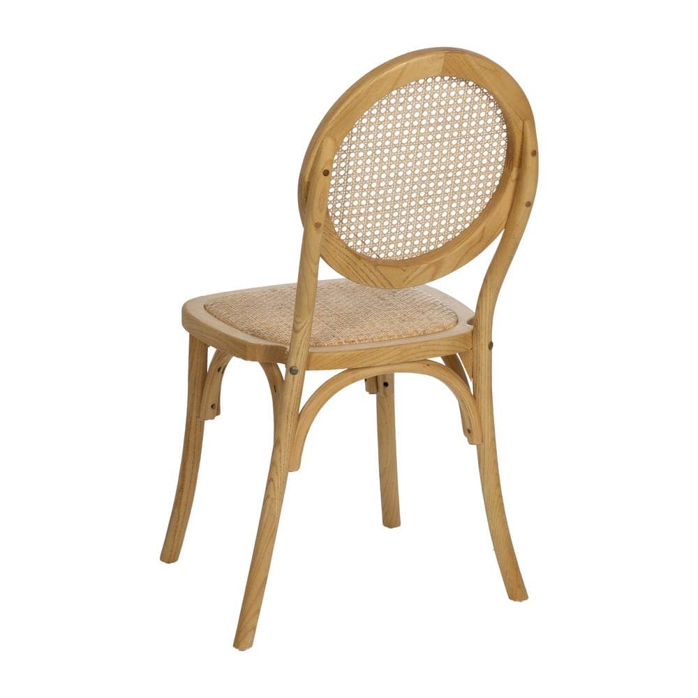 Silla Alta de Madera Rynoth 92 cm - Diseño Elegante con Asiento de Ratán y Respaldo Redondeado, Ideal para Comedores y Zonas de Estar - Imagen 3