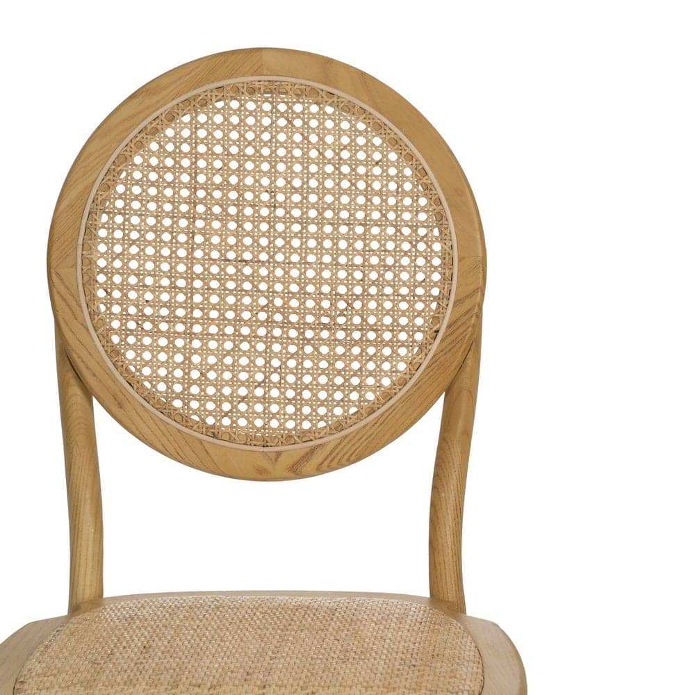 Silla Alta de Madera Rynoth 92 cm - Diseño Elegante con Asiento de Ratán y Respaldo Redondeado, Ideal para Comedores y Zonas de Estar - Imagen 4