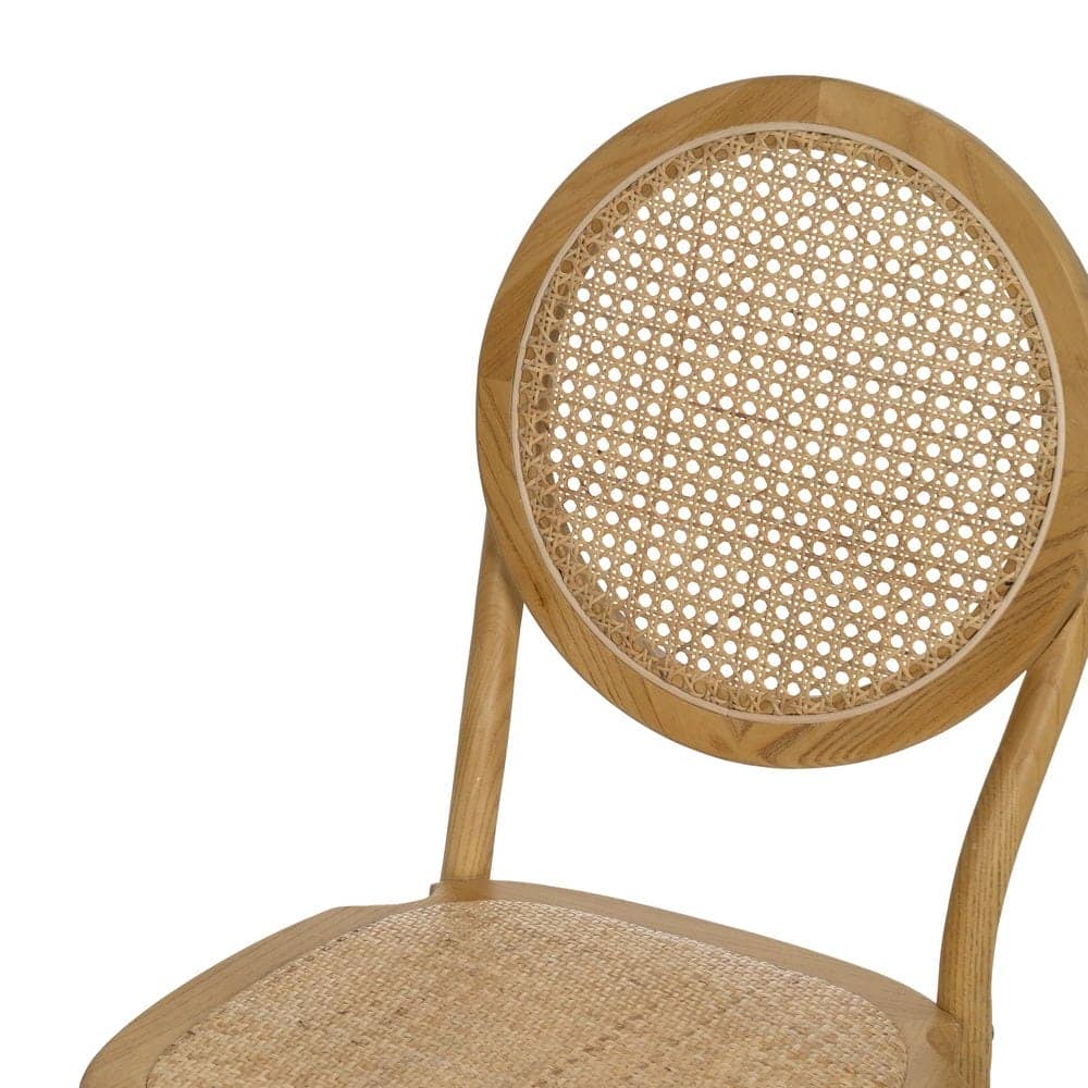 Silla Alta de Madera Rynoth 92 cm - Diseño Elegante con Asiento de Ratán y Respaldo Redondeado, Ideal para Comedores y Zonas de Estar - Imagen 5