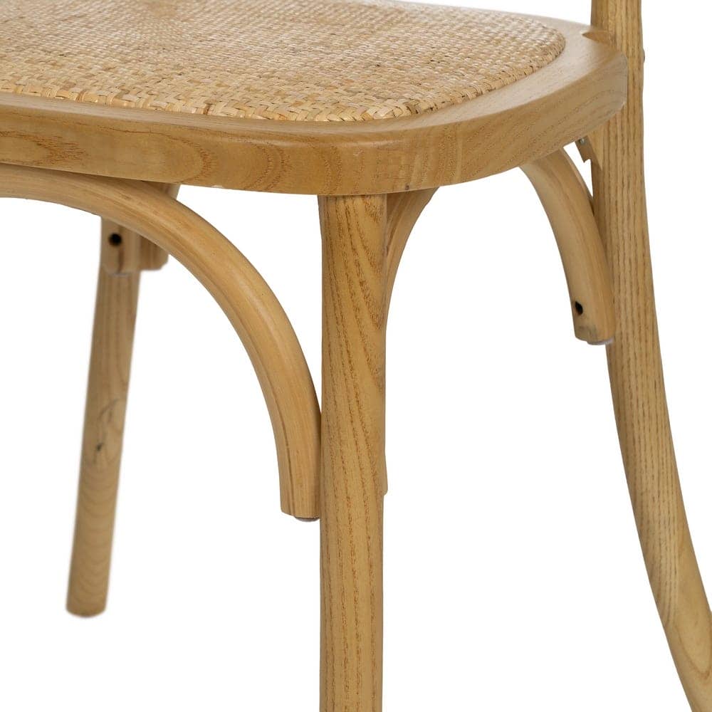 Silla Alta de Madera Rynoth 92 cm - Diseño Elegante con Asiento de Ratán y Respaldo Redondeado, Ideal para Comedores y Zonas de Estar - Imagen 7