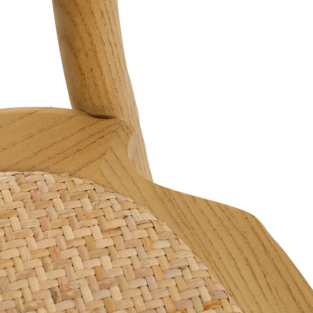 Silla Alta de Madera Rynoth 92 cm - Diseño Elegante con Asiento de Ratán y Respaldo Redondeado, Ideal para Comedores y Zonas de Estar - Imagen 8