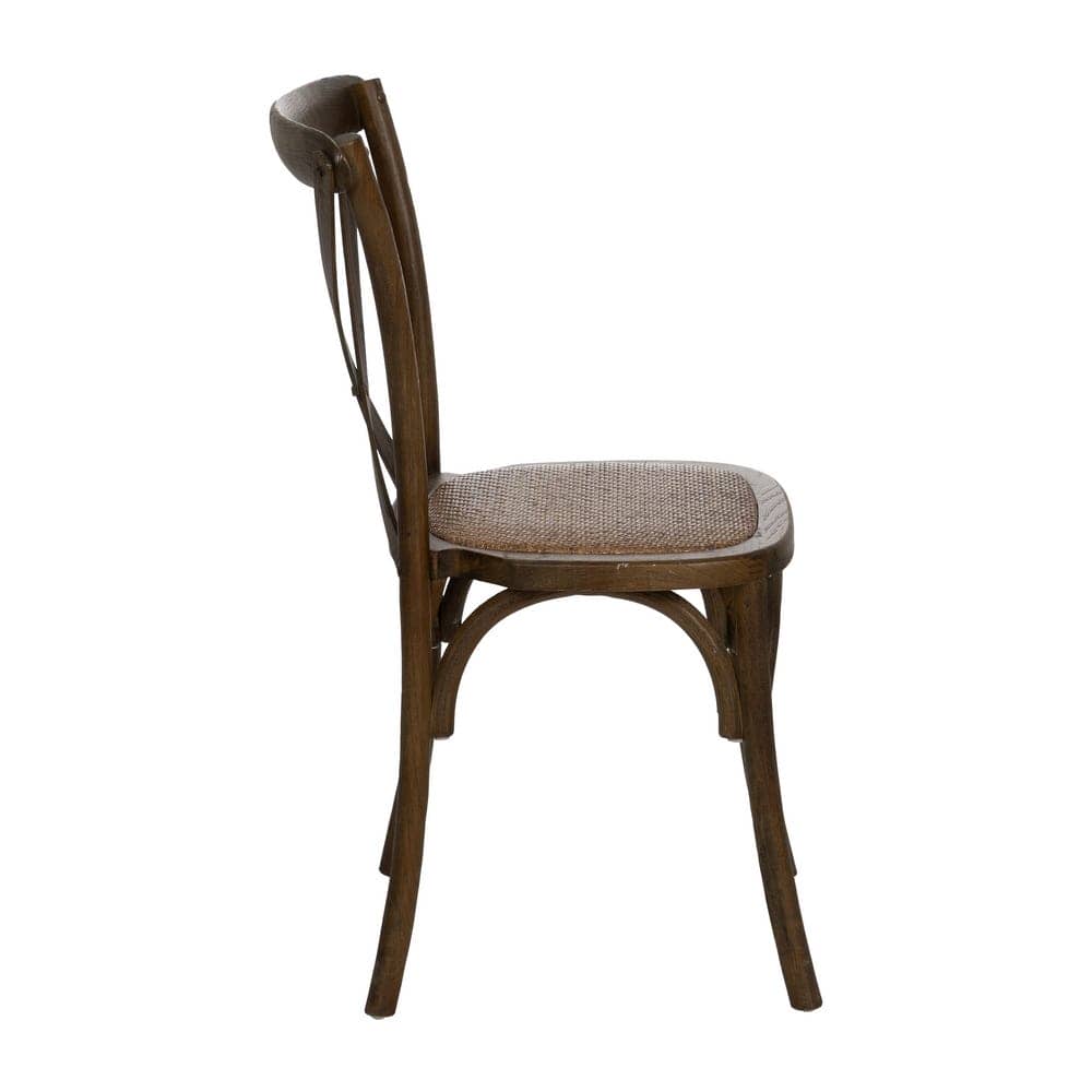Silla Sylvran con Respaldo de Aspas de Madera Marrón y Asiento de Ratán - Elegancia Rústica y Comodidad (87 cm) - Imagen 2