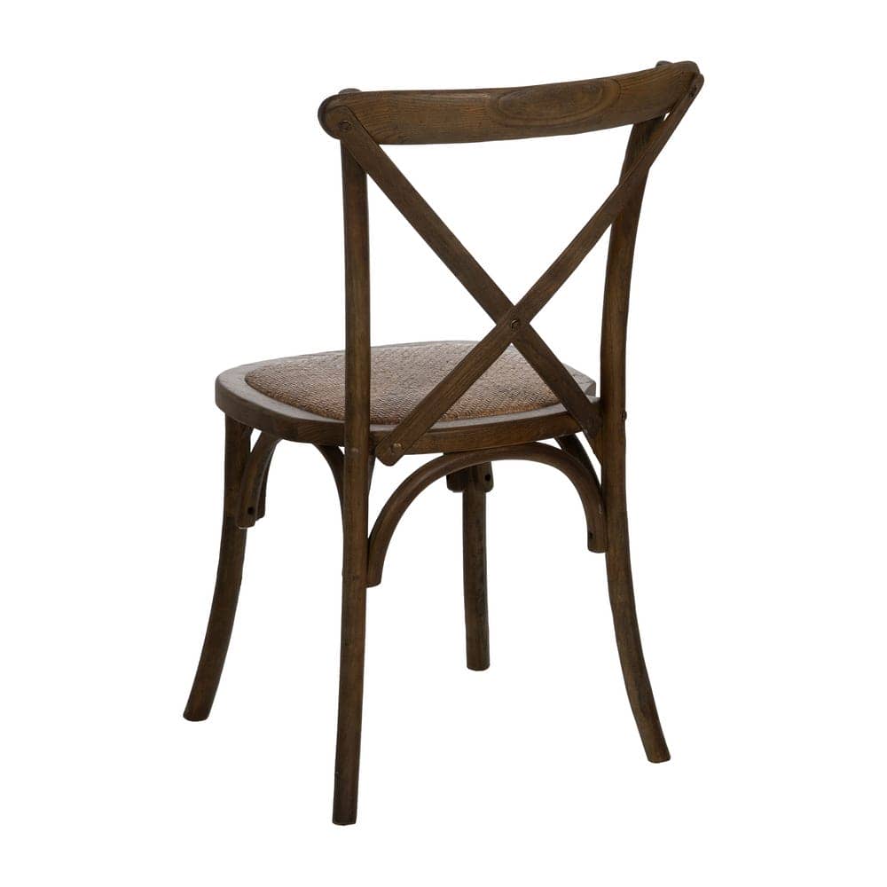 Silla Sylvran con Respaldo de Aspas de Madera Marrón y Asiento de Ratán - Elegancia Rústica y Comodidad (87 cm) - Imagen 3