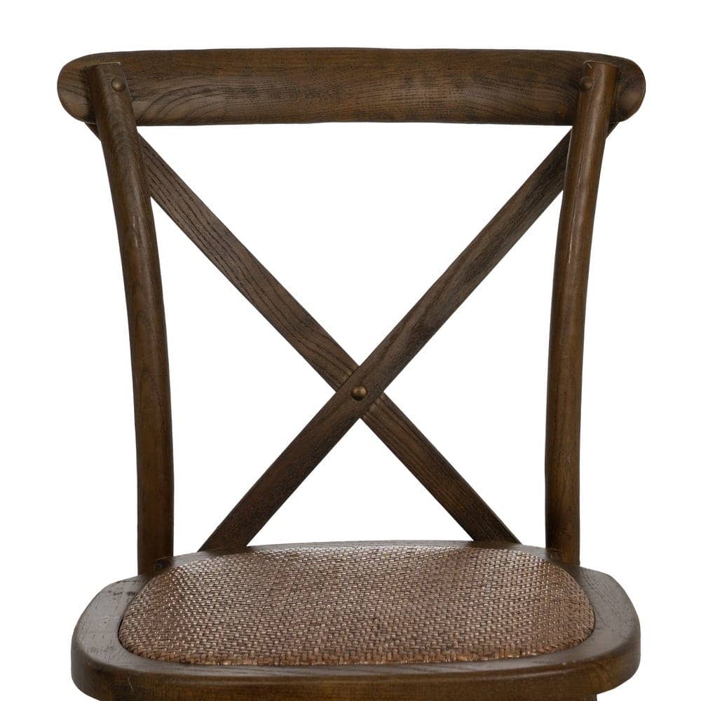 Silla Sylvran con Respaldo de Aspas de Madera Marrón y Asiento de Ratán - Elegancia Rústica y Comodidad (87 cm) - Imagen 4