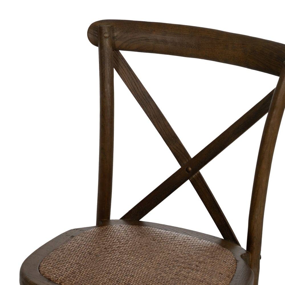 Silla Sylvran con Respaldo de Aspas de Madera Marrón y Asiento de Ratán - Elegancia Rústica y Comodidad (87 cm) - Imagen 5