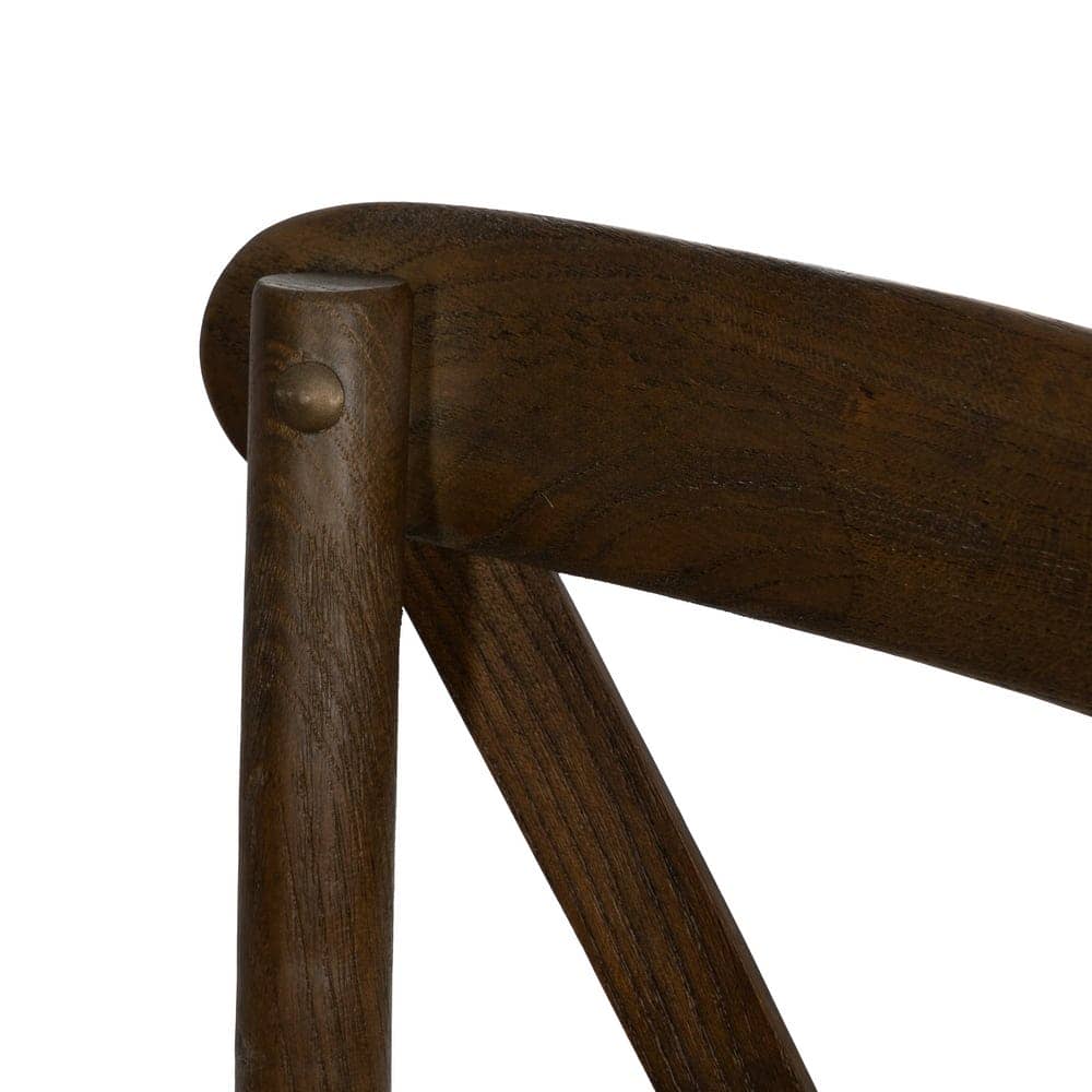 Silla Sylvran con Respaldo de Aspas de Madera Marrón y Asiento de Ratán - Elegancia Rústica y Comodidad (87 cm) - Imagen 6