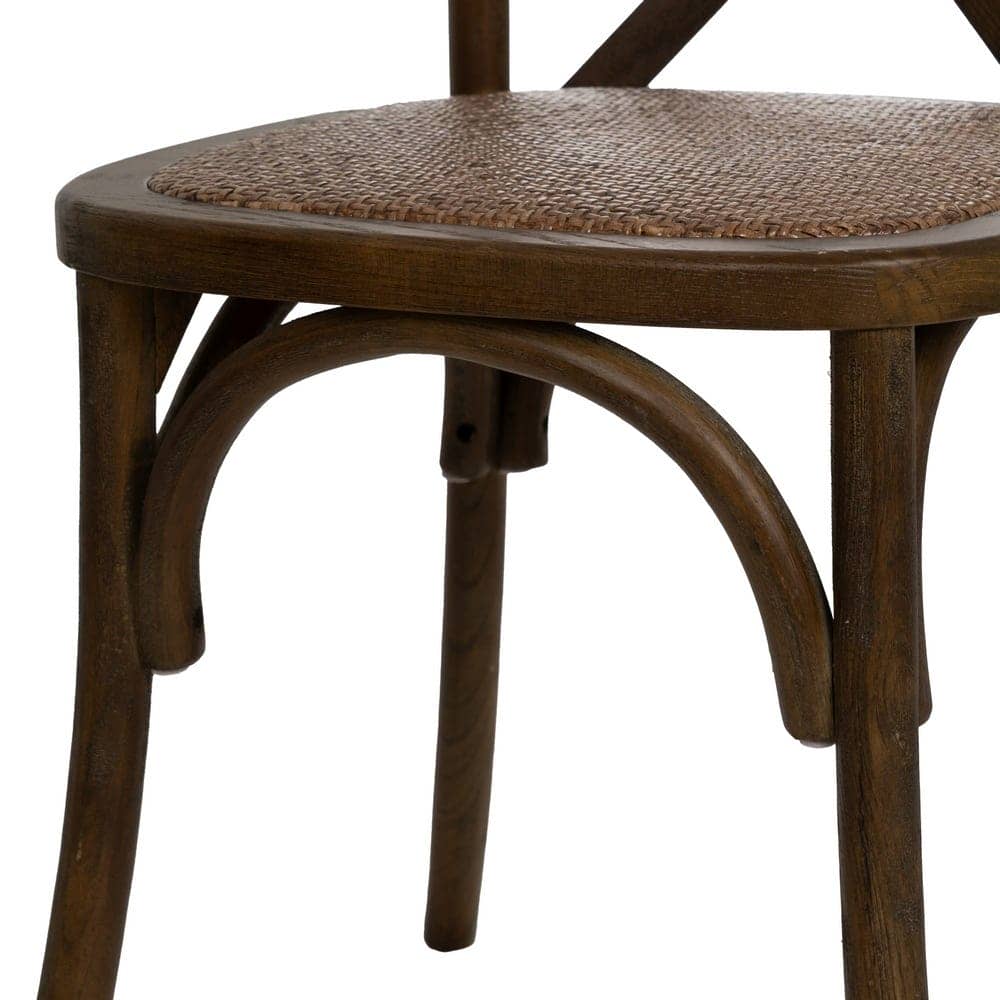 Silla Sylvran con Respaldo de Aspas de Madera Marrón y Asiento de Ratán - Elegancia Rústica y Comodidad (87 cm) - Imagen 7