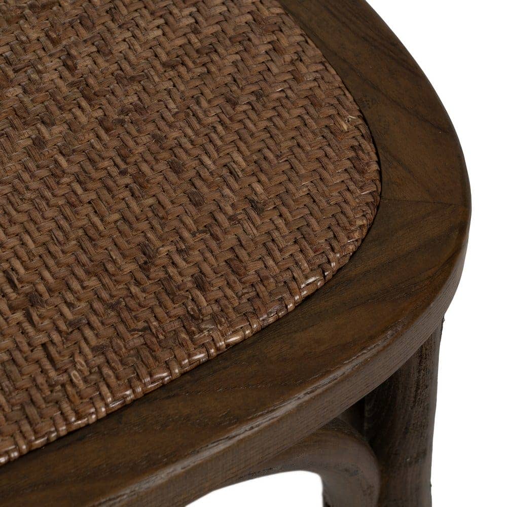 Silla Sylvran con Respaldo de Aspas de Madera Marrón y Asiento de Ratán - Elegancia Rústica y Comodidad (87 cm) - Imagen 9