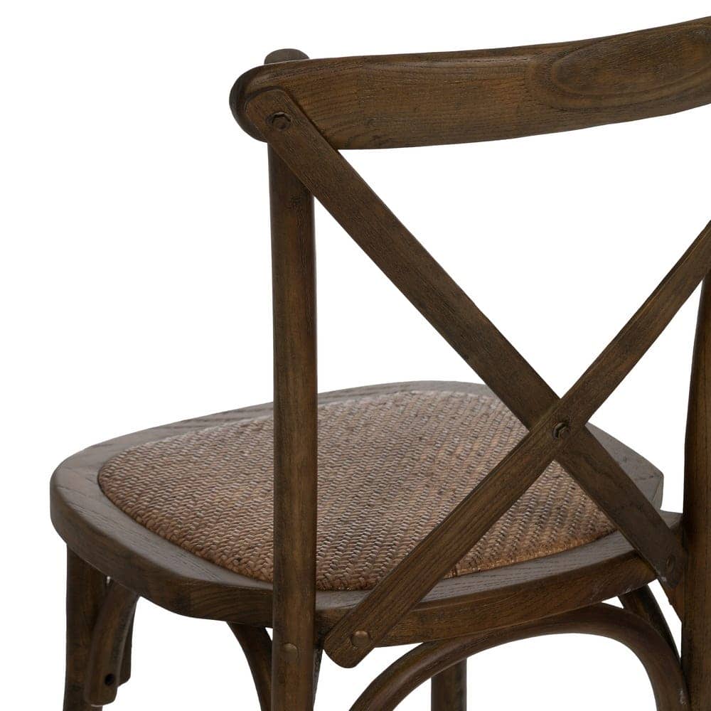 Silla Sylvran con Respaldo de Aspas de Madera Marrón y Asiento de Ratán - Elegancia Rústica y Comodidad (87 cm) - Imagen 10