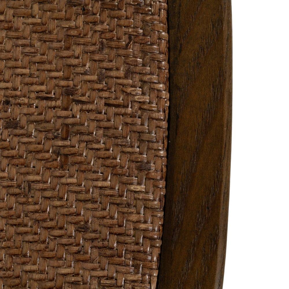 Silla Sylvran con Respaldo de Aspas de Madera Marrón y Asiento de Ratán - Elegancia Rústica y Comodidad (87 cm) - Imagen 12