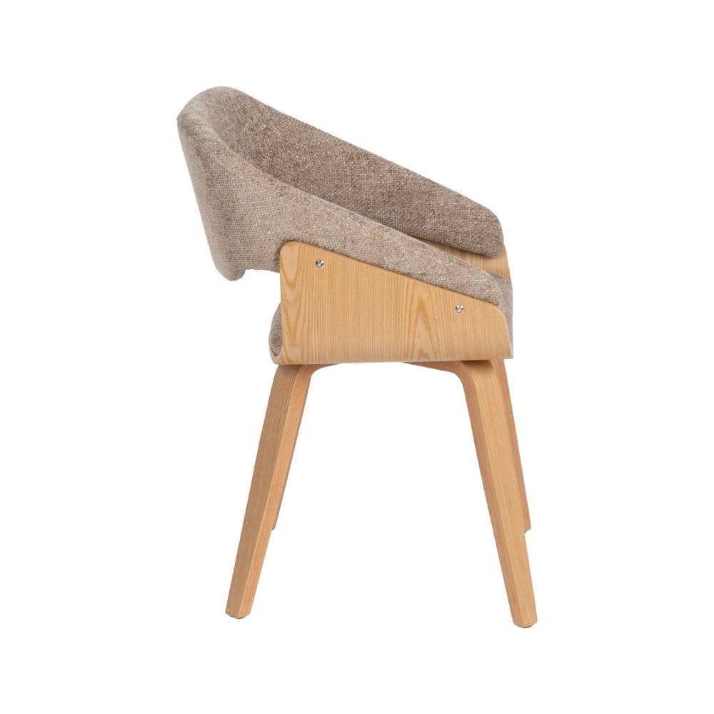 Silla Beige-Marrón de Tejido y Madera, 51x55x75 cm, con Relleno de Espuma - Imagen 2