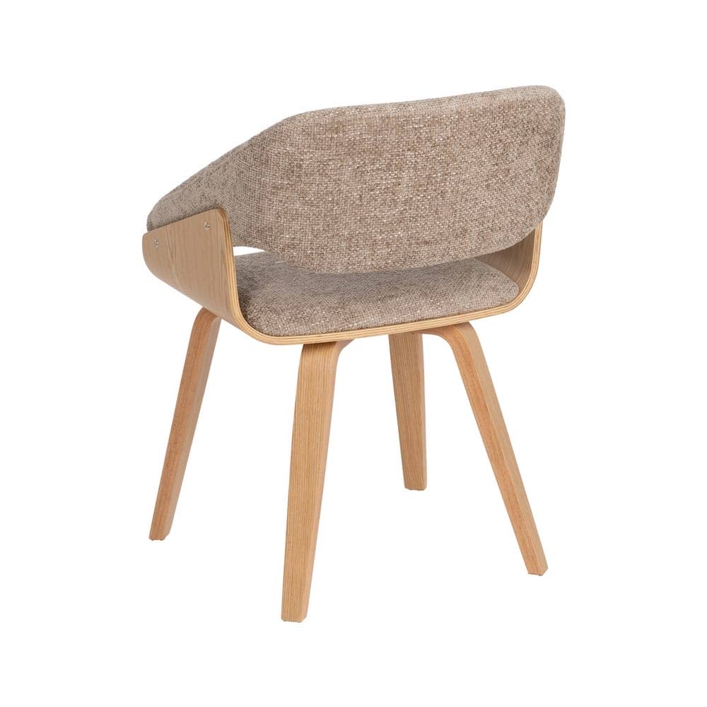 Silla Beige-Marrón de Tejido y Madera, 51x55x75 cm, con Relleno de Espuma - Imagen 3