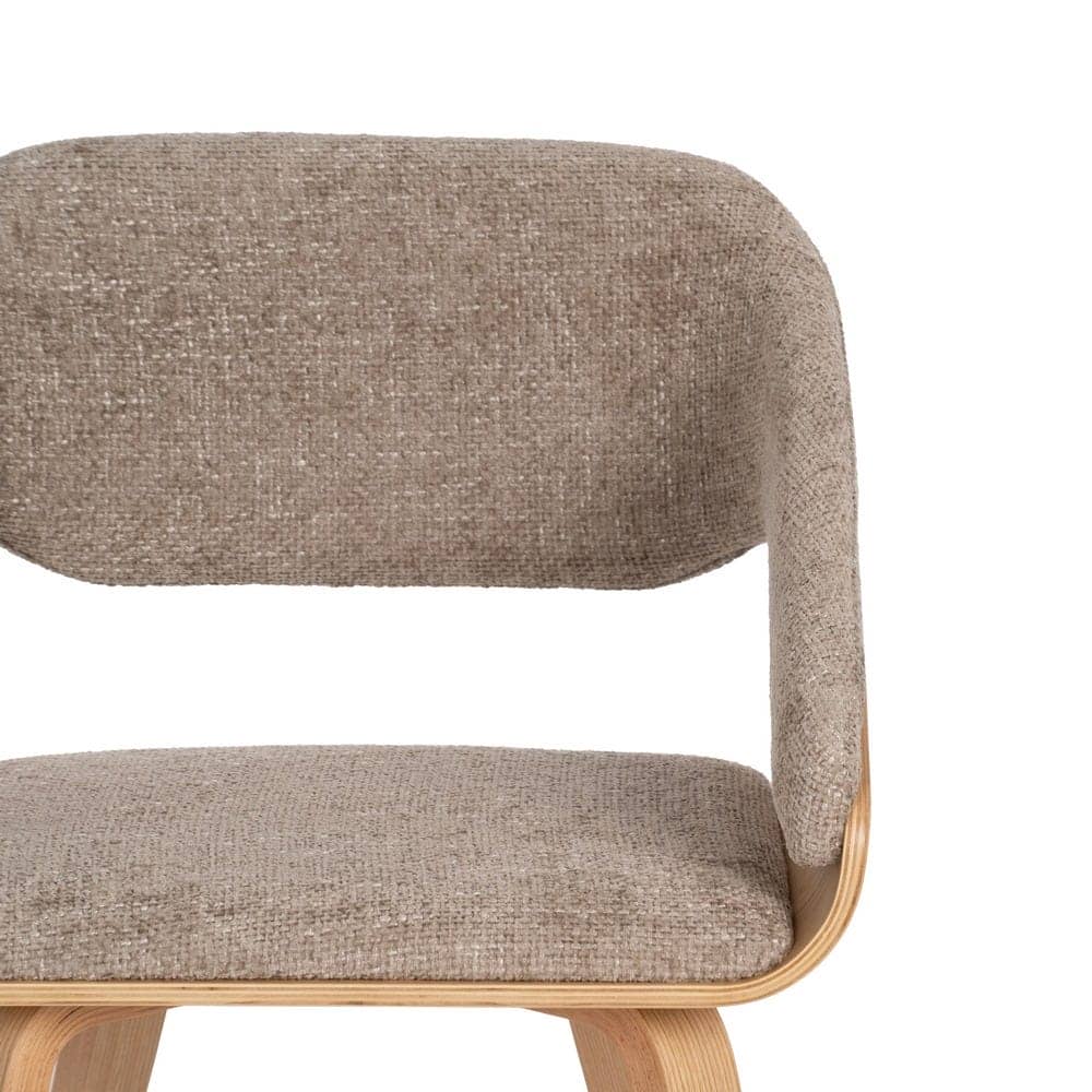 Silla Beige-Marrón de Tejido y Madera, 51x55x75 cm, con Relleno de Espuma - Imagen 4