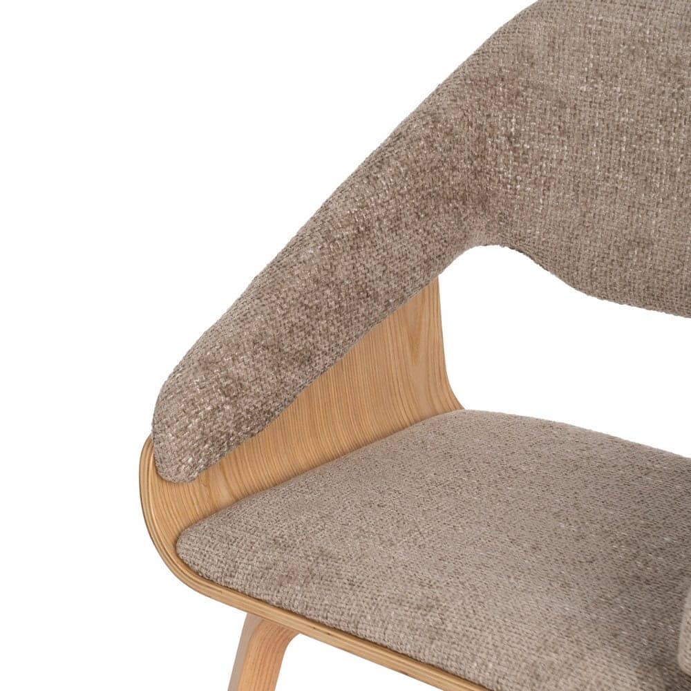 Silla Beige-Marrón de Tejido y Madera, 51x55x75 cm, con Relleno de Espuma - Imagen 5