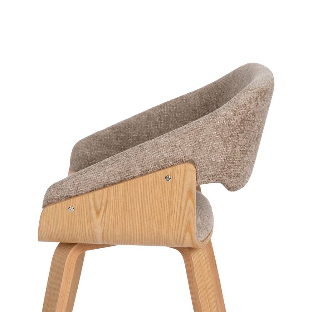 Silla Beige-Marrón de Tejido y Madera, 51x55x75 cm, con Relleno de Espuma - Imagen 6