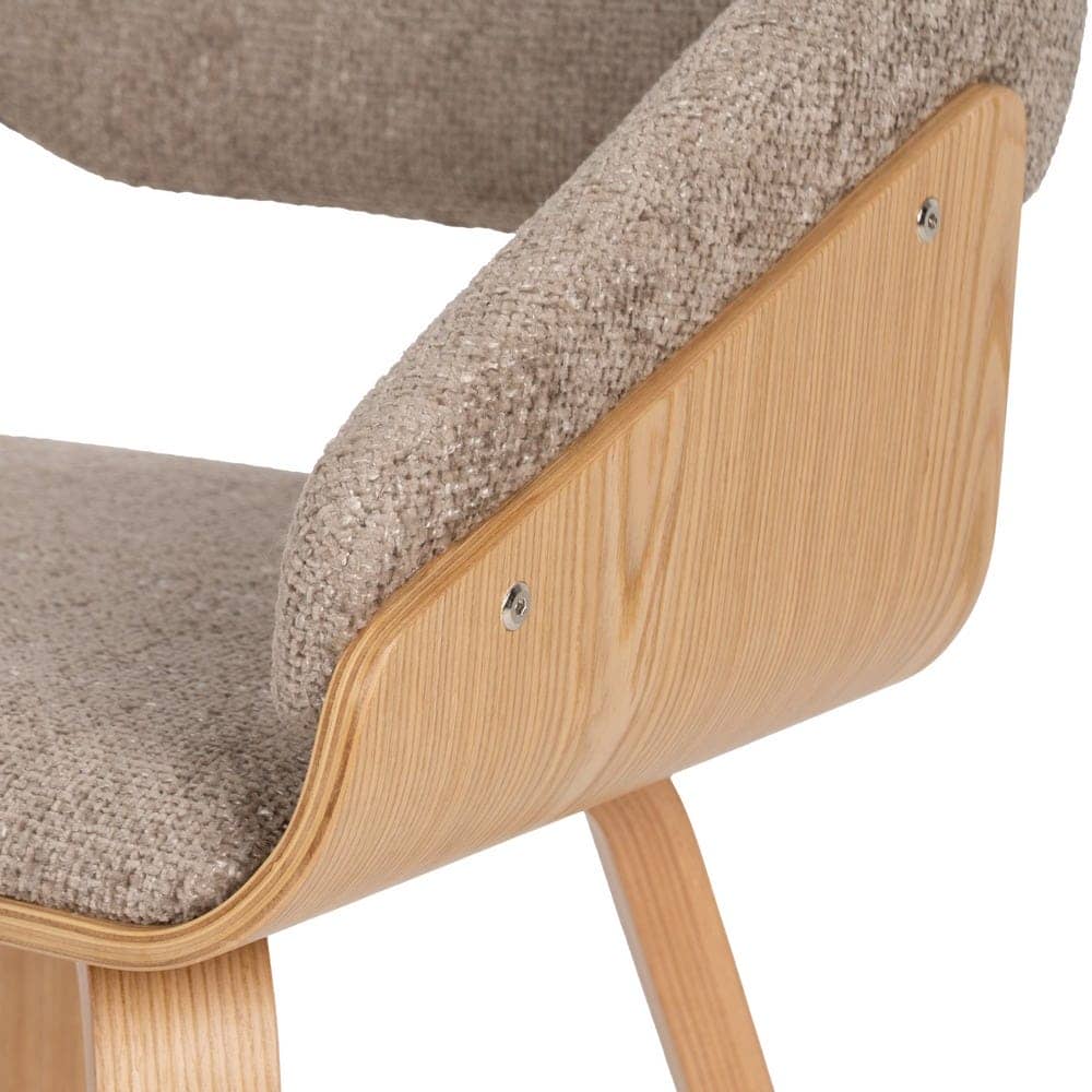 Silla Beige-Marrón de Tejido y Madera, 51x55x75 cm, con Relleno de Espuma - Imagen 8
