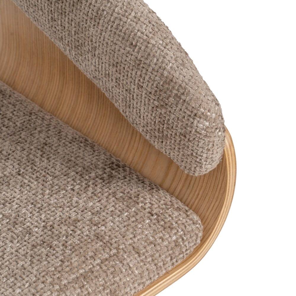 Silla Beige-Marrón de Tejido y Madera, 51x55x75 cm, con Relleno de Espuma - Imagen 9