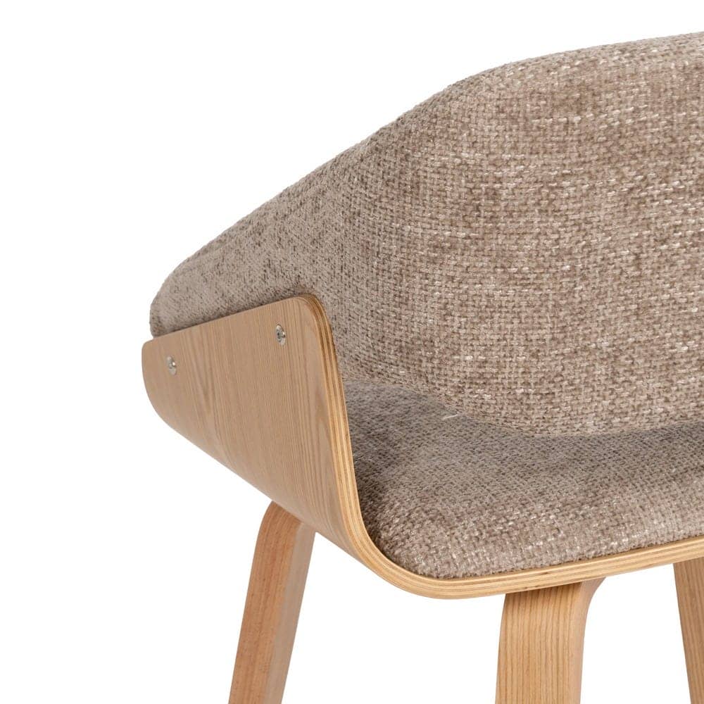 Silla Beige-Marrón de Tejido y Madera, 51x55x75 cm, con Relleno de Espuma - Imagen 10