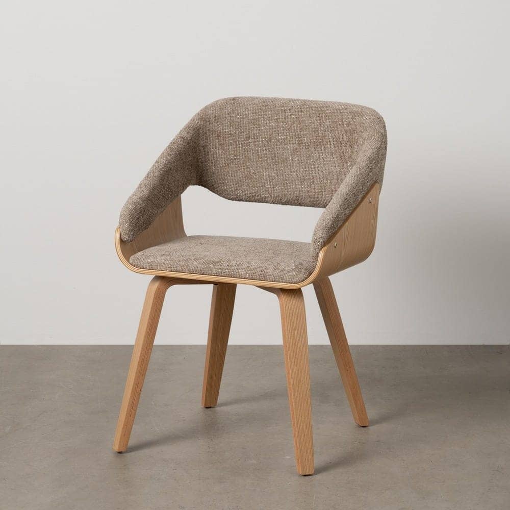 Silla Beige-Marrón de Tejido y Madera, 51x55x75 cm, con Relleno de Espuma - Imagen 13