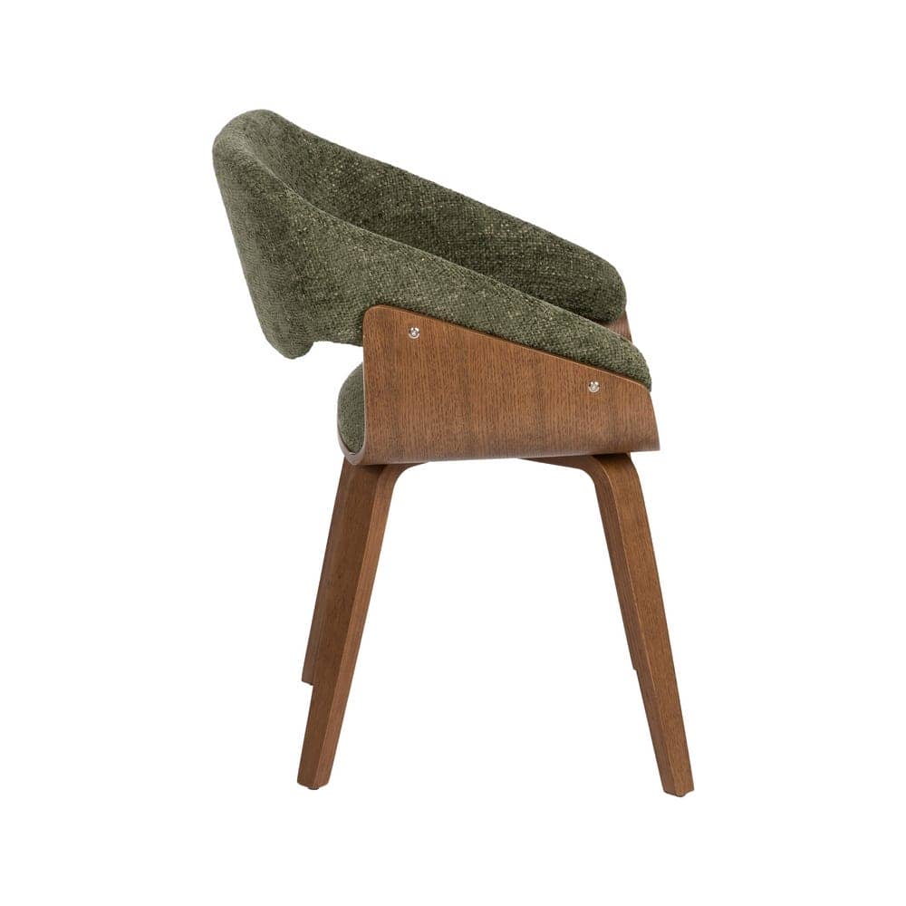 Silla Verde-Marrón de Tejido y Madera, 51x55x75 cm, con Relleno de Espuma - Imagen 2
