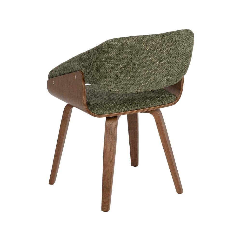 Silla Verde-Marrón de Tejido y Madera, 51x55x75 cm, con Relleno de Espuma - Imagen 3