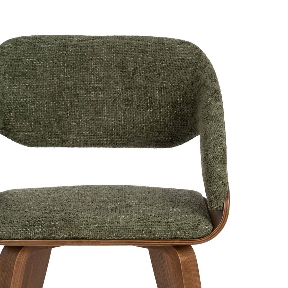 Silla Verde-Marrón de Tejido y Madera, 51x55x75 cm, con Relleno de Espuma - Imagen 4