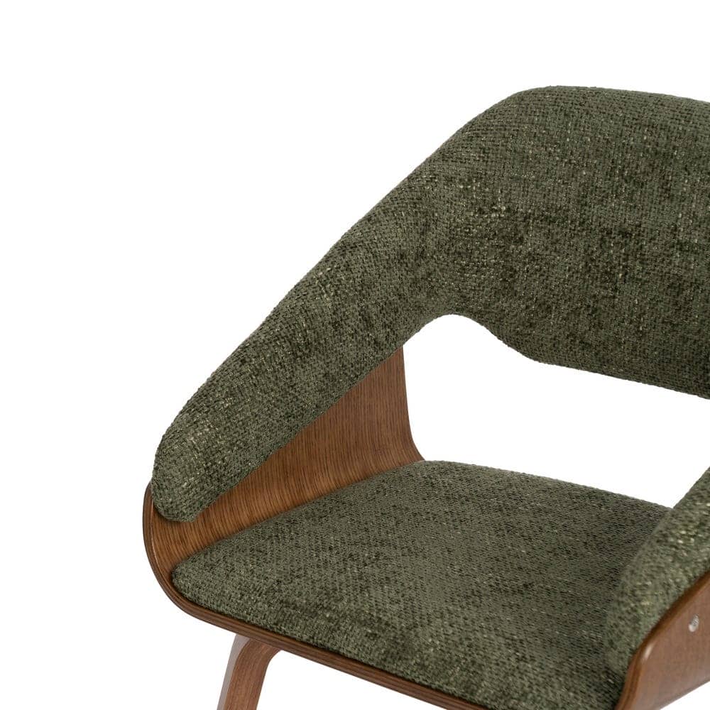 Silla Verde-Marrón de Tejido y Madera, 51x55x75 cm, con Relleno de Espuma - Imagen 5