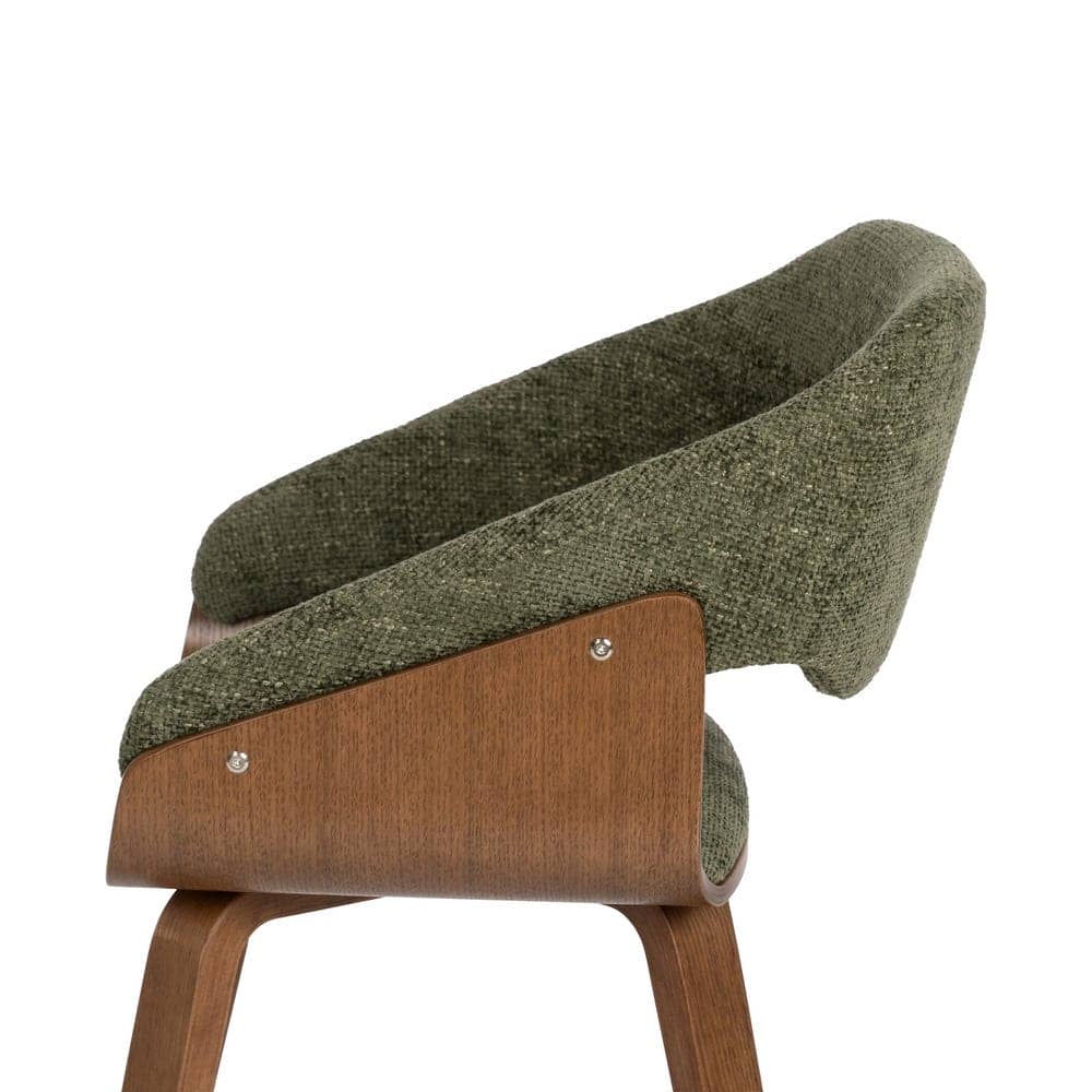 Silla Verde-Marrón de Tejido y Madera, 51x55x75 cm, con Relleno de Espuma - Imagen 6