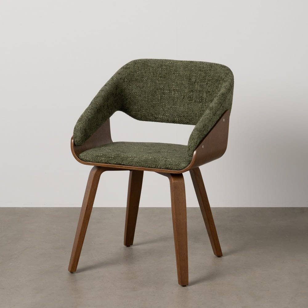 Silla Verde-Marrón de Tejido y Madera, 51x55x75 cm, con Relleno de Espuma - Imagen 13