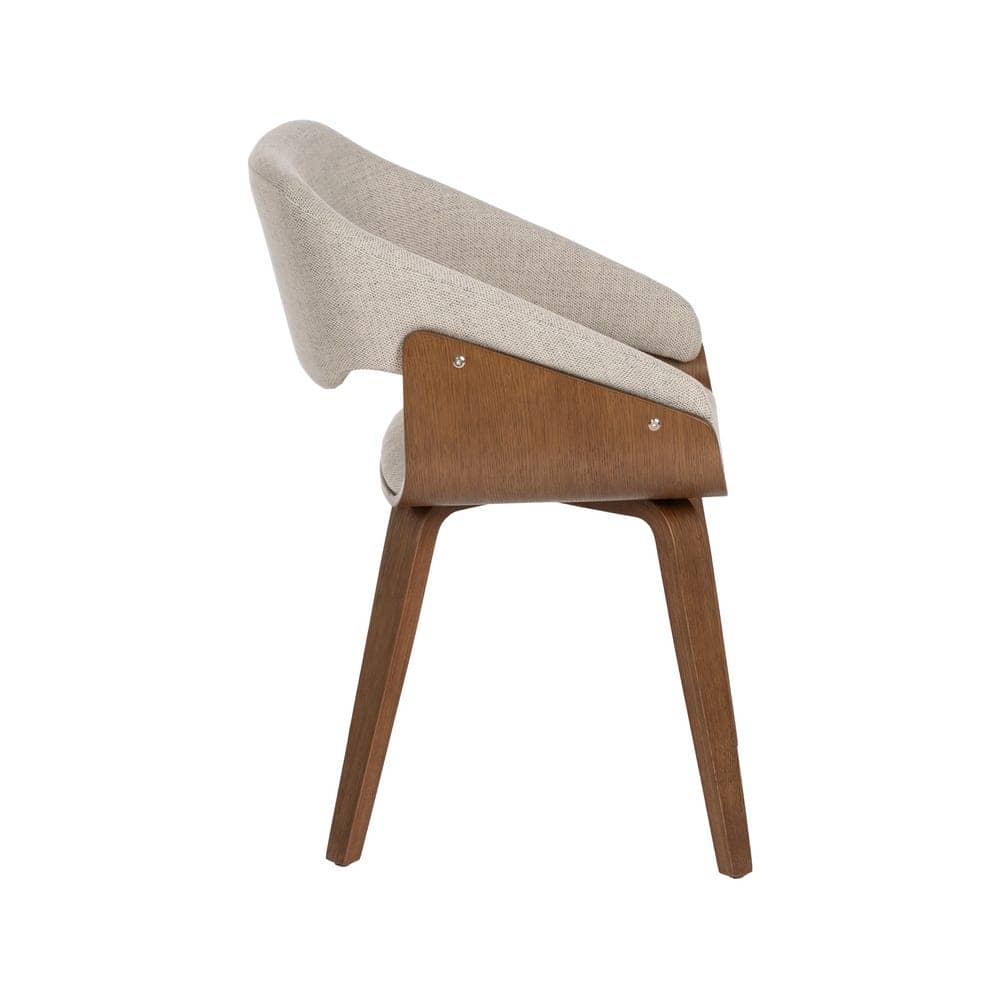 Silla Gris-Marrón de Tejido y Madera de Haya, 51x55x75 cm - Imagen 2