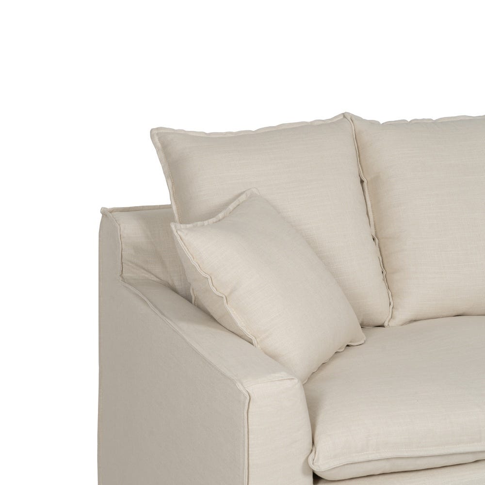 Sofá 4 plazas crema de tela para salón amplio – 220 x 100 x 91 cm - Imagen 4
