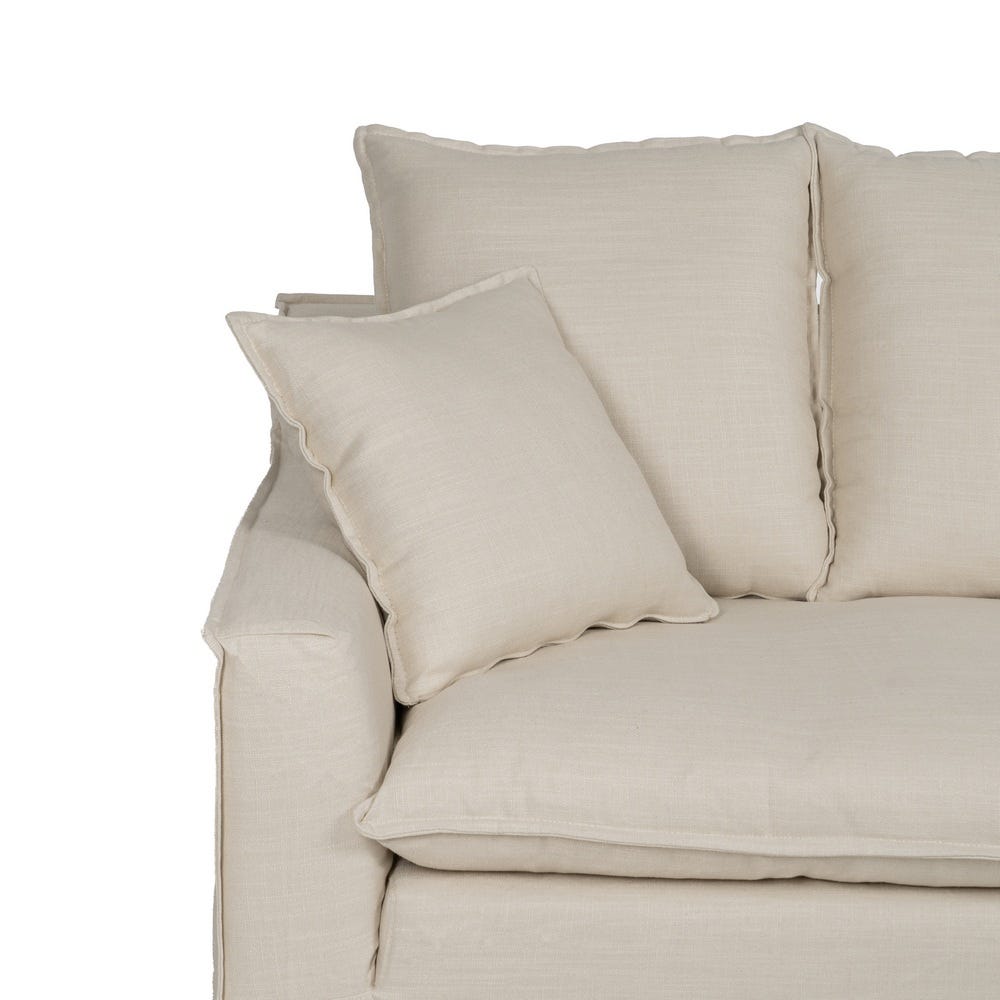 Sofá 4 plazas crema de tela para salón amplio – 220 x 100 x 91 cm - Imagen 5