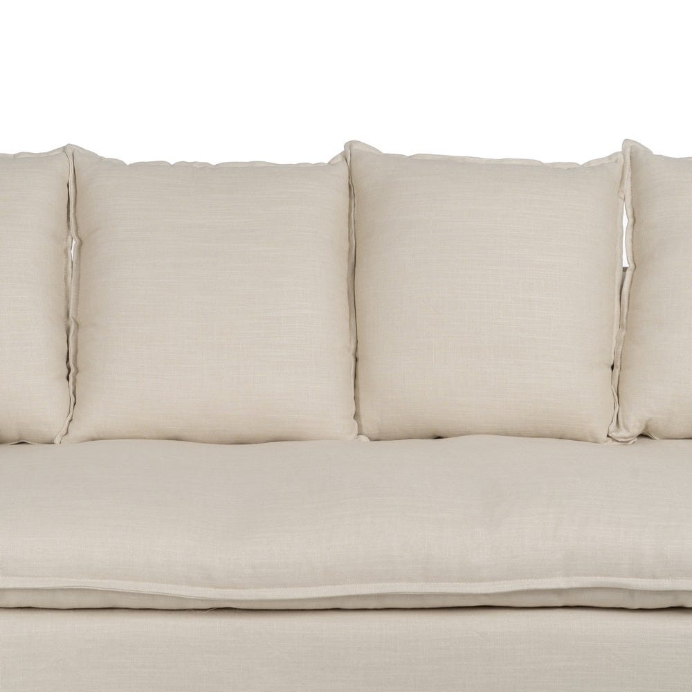 Sofá 4 plazas crema de tela para salón amplio – 220 x 100 x 91 cm - Imagen 6