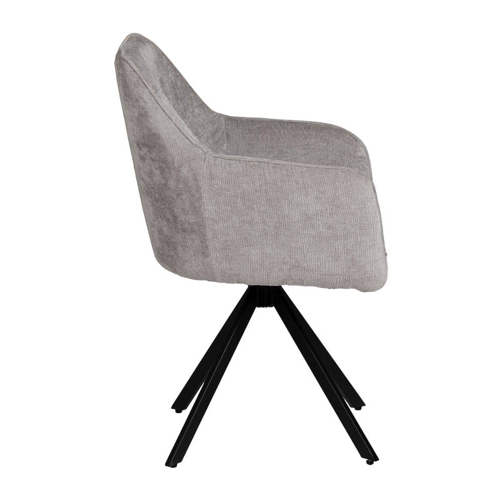 Silla de brazos gris claro, tejido 100% poliéster y metal, 58x58x83 cm - Imagen 2