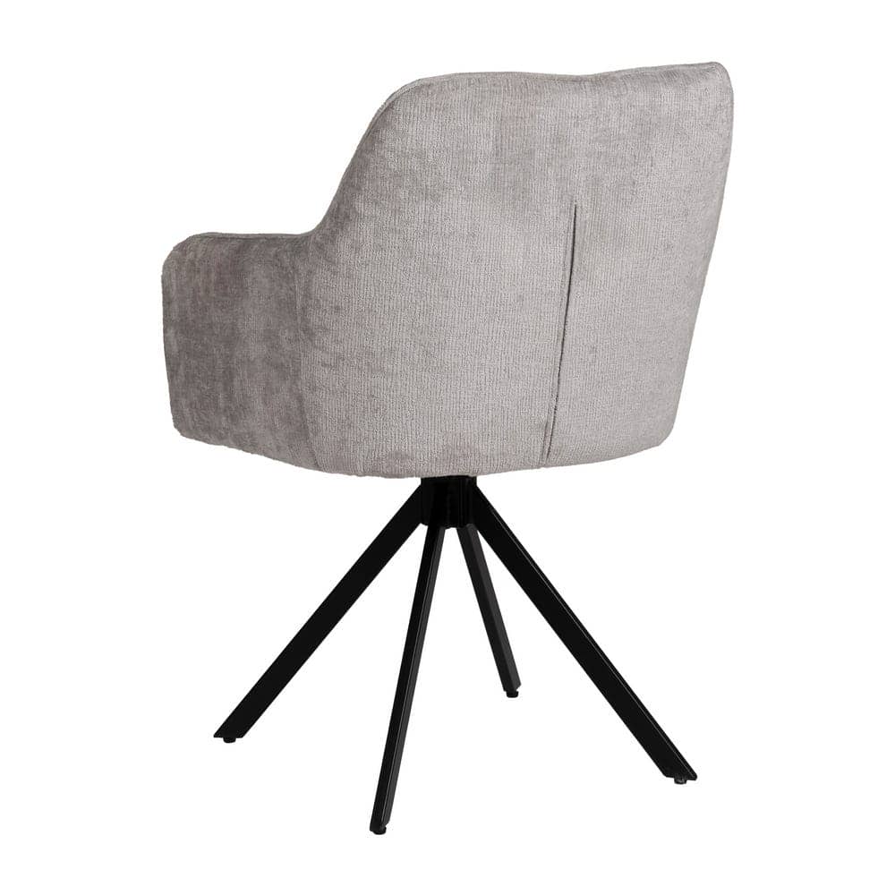 Silla de brazos gris claro, tejido 100% poliéster y metal, 58x58x83 cm - Imagen 3